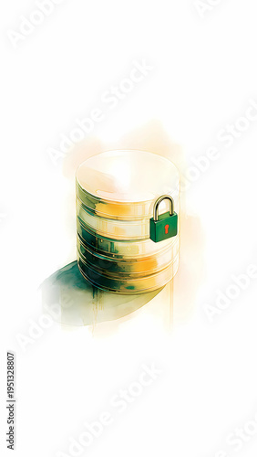 Database Security Lock Data Storage Protection Vector Illustration