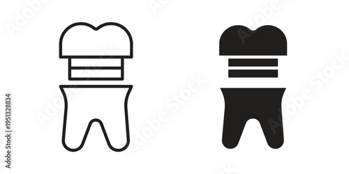 Molar crown icon for mobile application, button and website design.