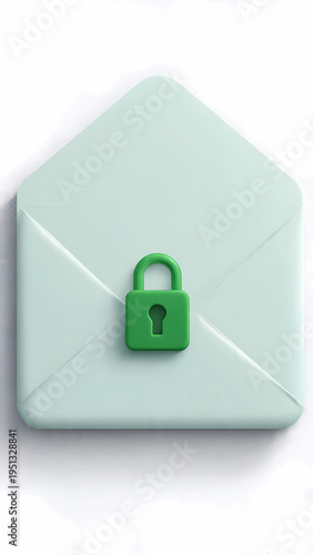 Secure Email Envelope with Lock Cyber Protection Vector Illustration
