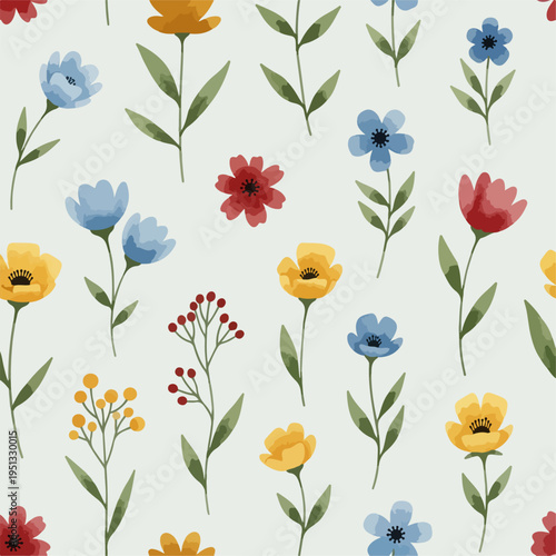 Seamless feminine pastel blossom illustration