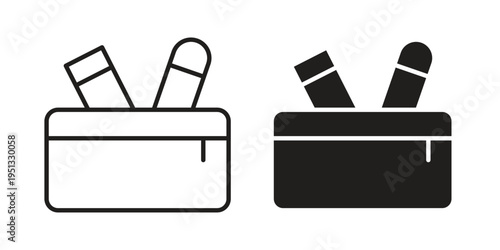 Pencil case icon for mobile application, button and website design.