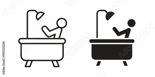 Person Bathing icon for mobile application, button and website design.