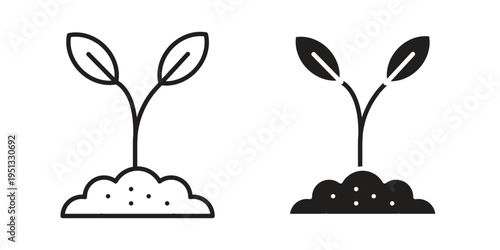 Plant icon for mobile application, button and website design.