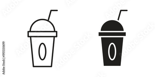 Plastic drinking cup icon for mobile application, button and website design.