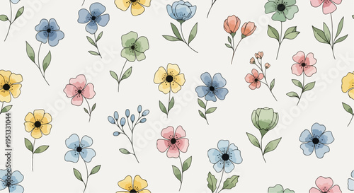 Light romantic botanical wallpaper design