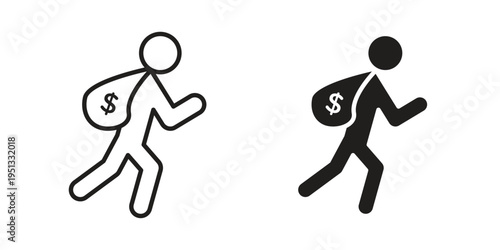 Robbery icon for mobile application, button and website design.