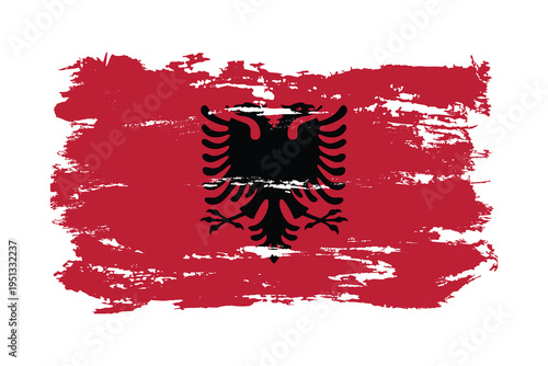 Albania National flag in grunge style with a brushstroke. Abstract concept.