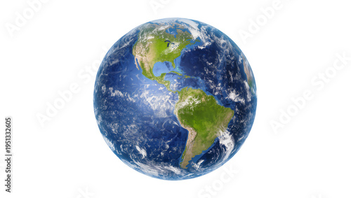 Foto Isolated planet Earth showing Americas, a detailed blue and green globe from spa
