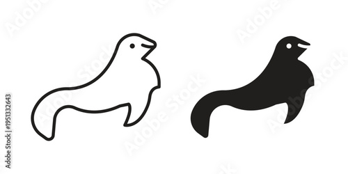 Sea lion icon for mobile application, button and website design.