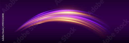 Dynamic glowing light trails creating speed visualization effect