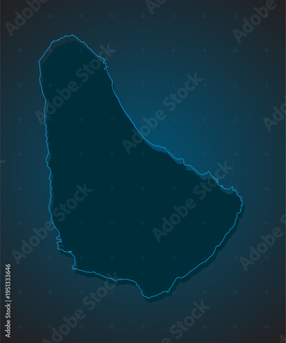 Vector map of Barbados on the radar screen