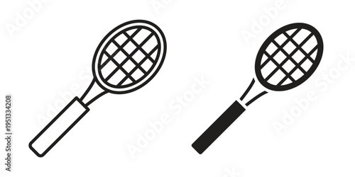 Tennis racket icon for mobile application, button and website design.
