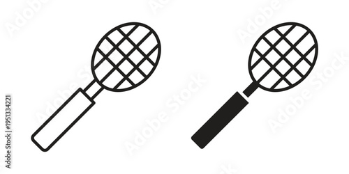 Tennis racket icon for mobile application, button and website design.