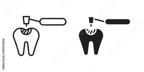 Tooth filling icon for mobile application, button and website design.