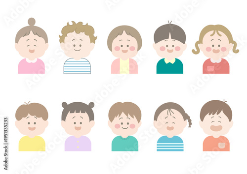 笑顔の子供達のイラストセット