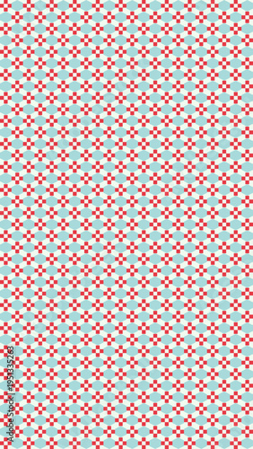 Pixelated Red and White Pattern on Light Blue vector illustration