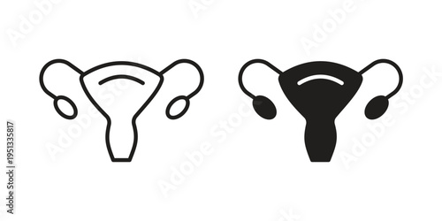 Uterus icon for mobile application, button and website design.