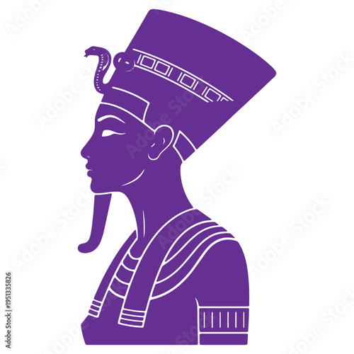 Ancient egyptian pharaoh silhouette with tall crown and snake emblem isolated on transparent background
