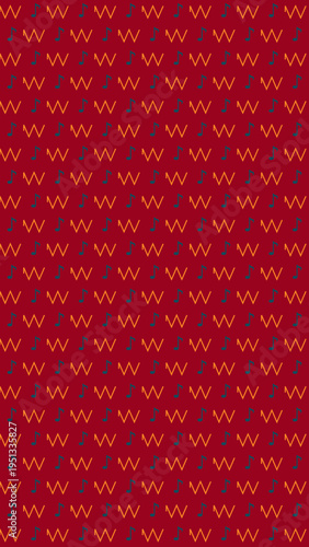 Letter W Pattern on Red Background vector illustration