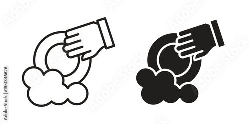 Washing dishes icon for mobile application, button and website design.