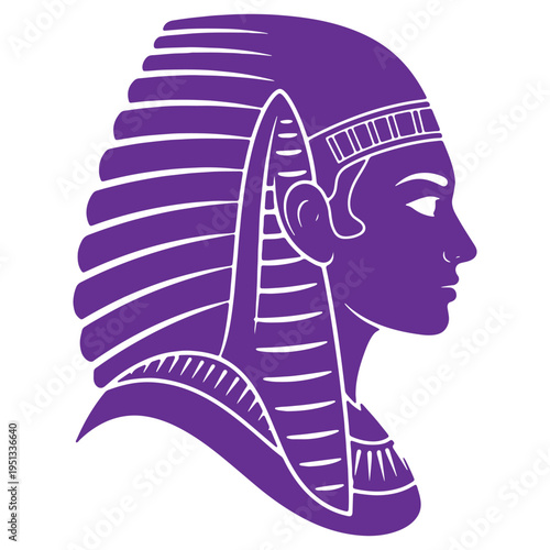 Egyptian pharaoh headdress profile illustration isolated on transparent background