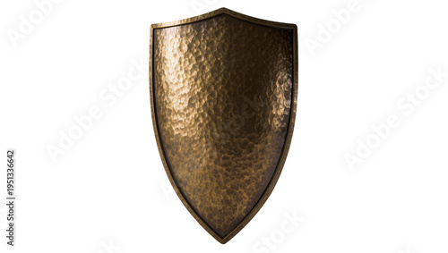 Photography Isolated ancient hammered bronze shield with textured metallic surface and class