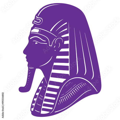 Egyptian pharaoh silhouette with headdress and long beard isolated on transparent background for cultural and historical designs