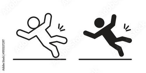 Accident icon set. outlined and solid flat clipart versions.