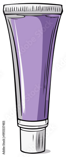 Generic purple tube packaging hand drawn style illustration for beauty products