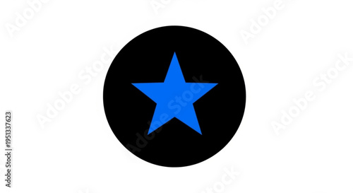 Minimalist Blue Star in Black Circle Icon