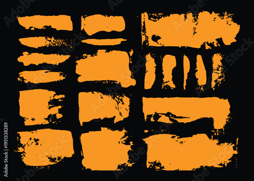 Abstract orange and black grid pattern