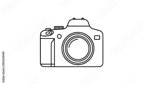 Minimal DSLR Camera Outline Icon Photography Vector