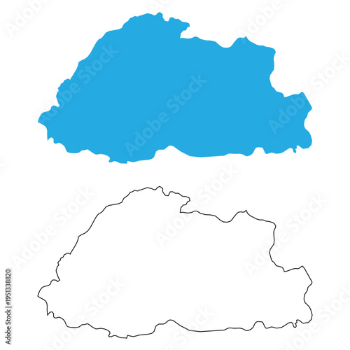 Bhutan outline map in blue and white for design