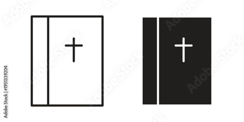 Bible icon set. outlined and solid flat clipart versions.