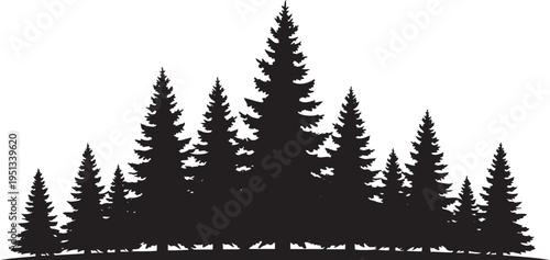 Pine Forest Silhouette Border Evergreen Tree Nature Vector