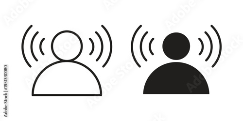 Brand awareness icon set. outlined and solid flat clipart versions.