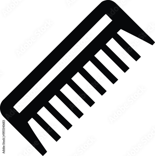 Black wide toothed comb on white background
