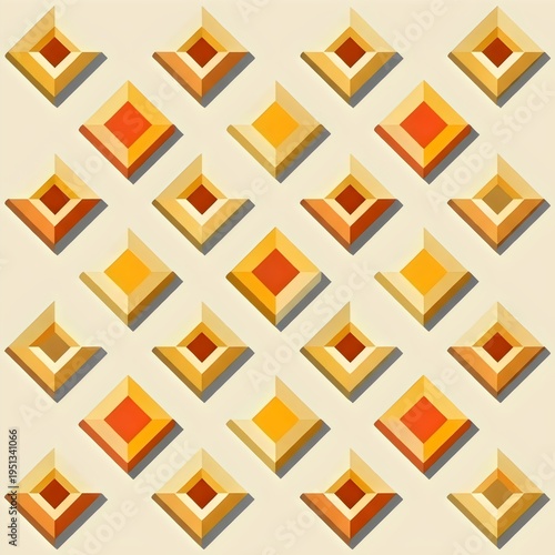 Warm toned embossed geometric diamond pattern with 3D depth