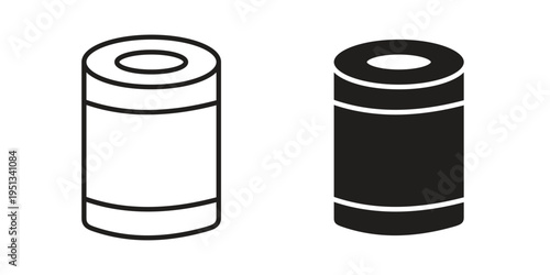 Can food icon set. outlined and solid flat clipart versions.