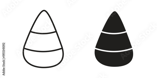Candy Corn icon set. outlined and solid flat clipart versions.