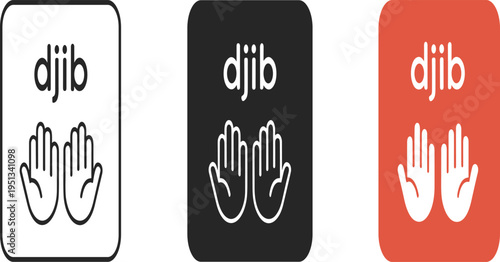 Djib Logo With Open Hands In Three Different Styles And Colors illustration