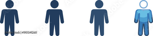 Four Human Silhouette Icons With One Colored symbol person