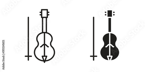 Cello icon set. outlined and solid flat clipart versions.
