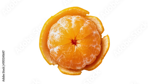 Obraz na płótnie Isolated fresh ripe sweet peeled orange citrus fruit with skin partially removed
