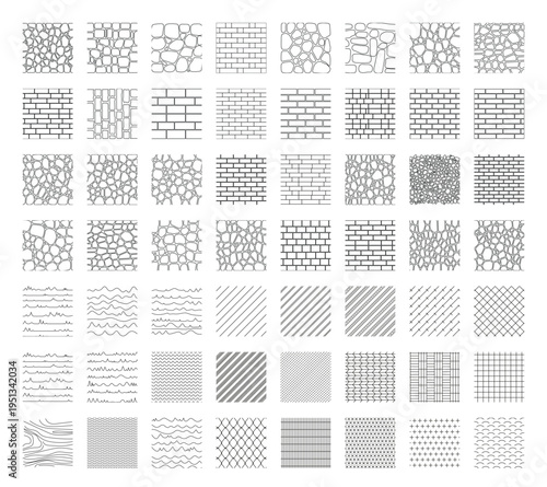 Landscape Architecture CAD Hatch Pattern Set Grass Water Stone Wall Texture Elements Collection