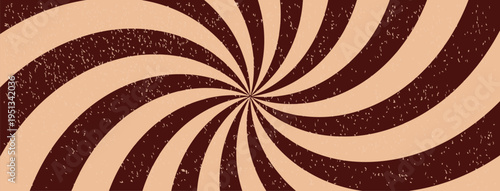 Spiral Candy Swirl Background, Ice Cream Chocolate Pattern. Graphic Twist Twirl Vector Bg. Psychedelic Retro Radial Sun Rays Poster. Funky Abstract Illustration.