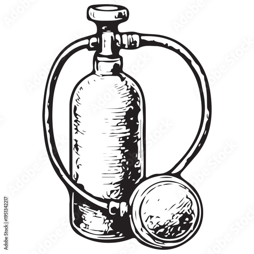 Portable Oxygen Cylinder with Pressure Gauge Industrial Safety Equipment Icon