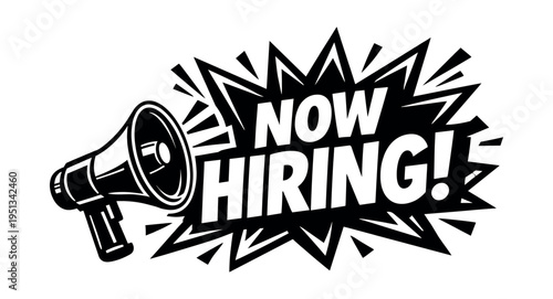 Loudspeaker sharing an important message for new job seekers, offering employment opportunities and staffing