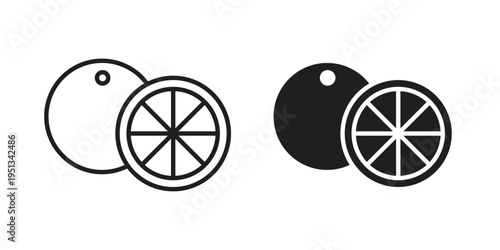 Citrus icon set. outlined and solid flat clipart versions.