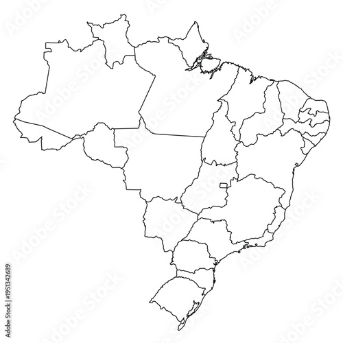 Outline map of Brazil showing internal state borders